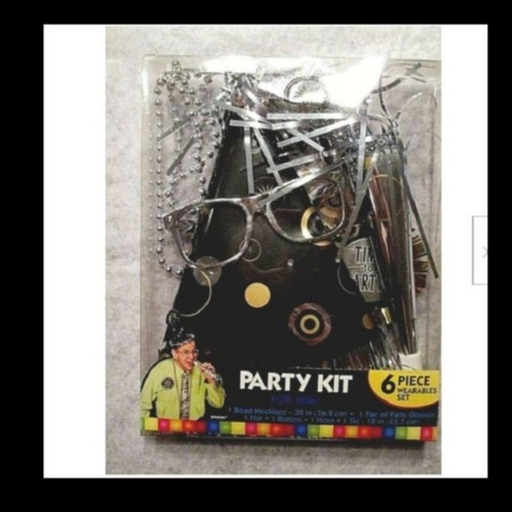 Mens Party KIT Costume Hat Glasses Tie Sports Games 6 Pc Set Lot Bundle New